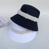 Internet Celebrity French Hepburn Style Flat Top Hat Women's Spring Summer Elegant Pearl Straw Hat Seaside Vacation Beach Sun Hat