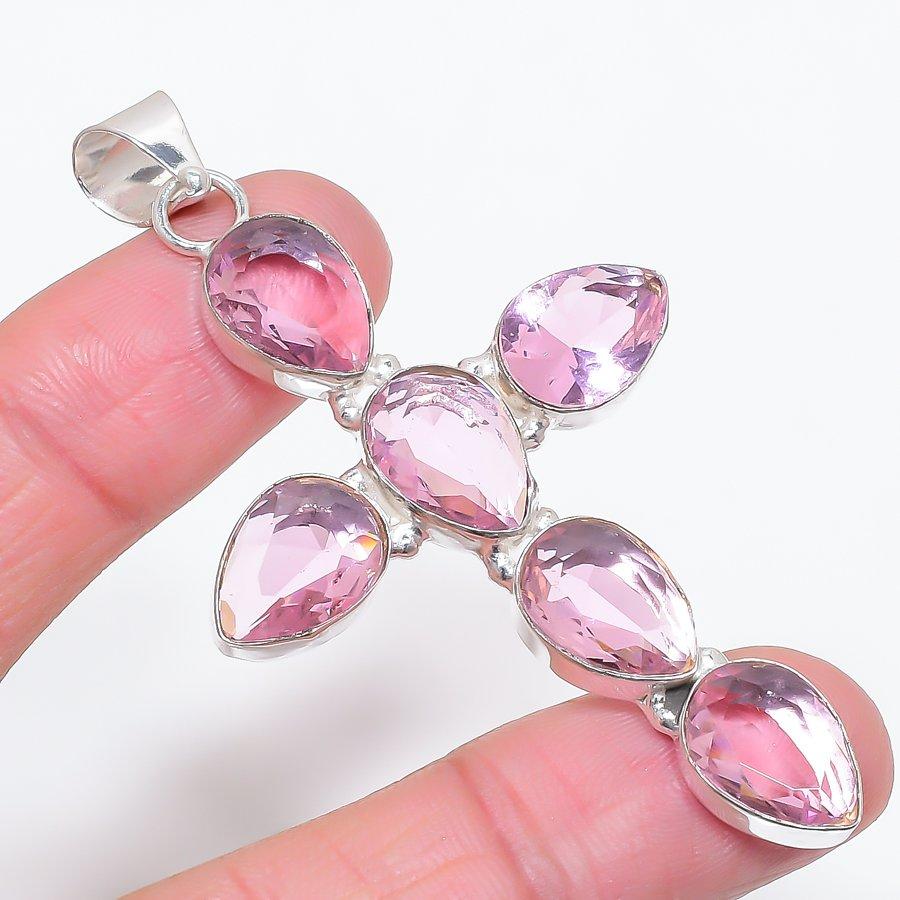 

Натуральный розовый кунцит драгоценный камень 925 стерлинговое серебро ювелирный кулон 2.99 z7Q89