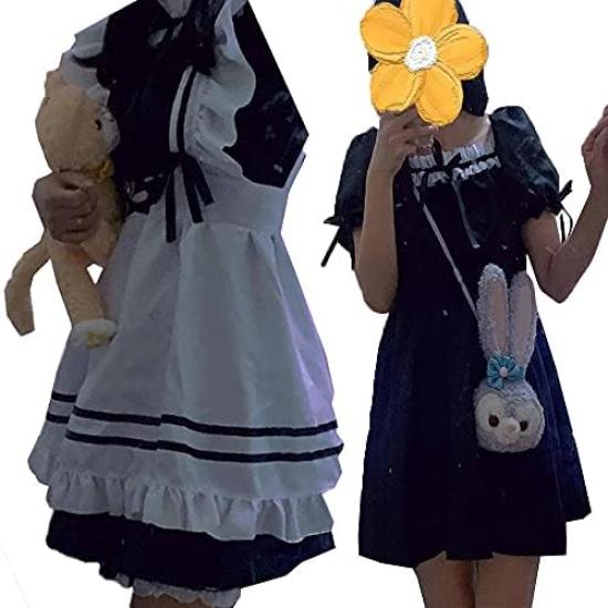 ANONIE Maid Cosplay Set for Cute White Luxury Size 2XL Costume, Beginners, Costume, + Black, Set,