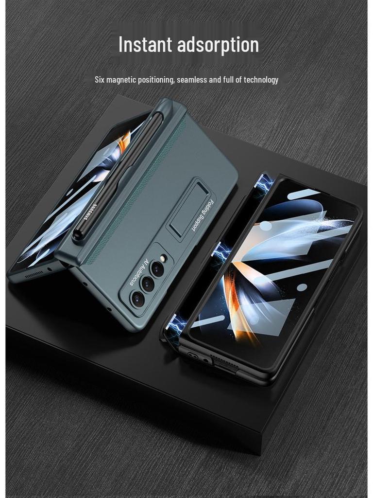 Samsung Z Fold4 Magnetic Pen Slot Case with Full Hinge Coverage and Film Protection