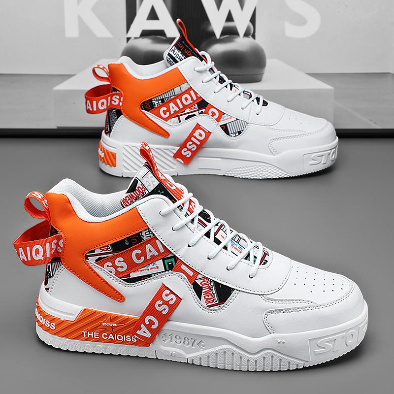 

Men s High-Top Casual White Sneakers, Spring 2025 Trend, Versatile Flat Sole Sport Shoes 36