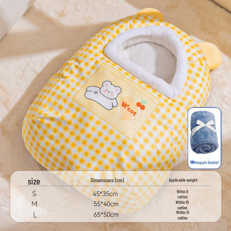 Przytulny śpiwór i łóżko dla kota: Ciepłe, zamknięte gniazdo zapewniające komfort zimą