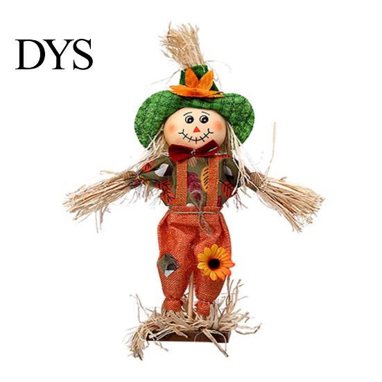 Patio Autumn Theme Decor Standing Fall Scarecrow Decoration, Rustic Halloween Thanksgiving Ornament Indoor Home with Clothes Hat for Harvest Outdoor