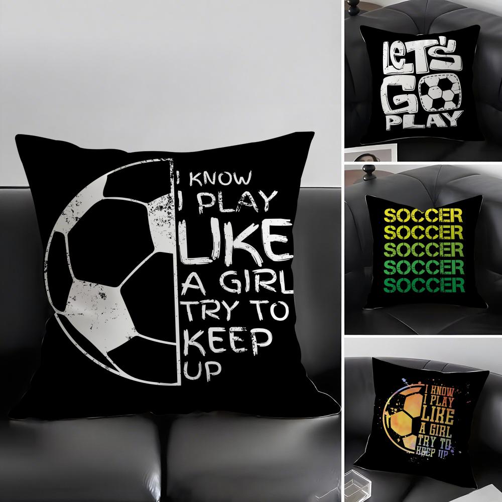 Soccer Lover Football Cushion Cover Elegant Comfort Pillowcase Sofa Bed Doublesided Printed Invisible Zipper Home Decor