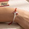 Braided Rope Wristband 2 Pcs Breast Cancer Awareness Bracelets, Adjustable String Comfortable Daily Wear Jewelry Bracelets with Ribbon Charm,