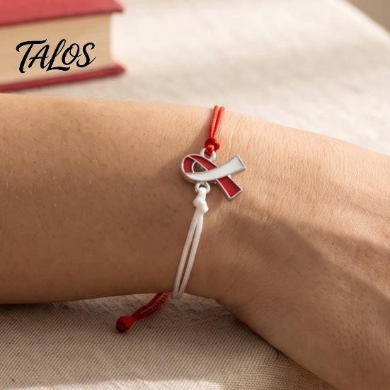 Braided Rope Wristband 2 Pcs Breast Cancer Awareness Bracelets, Adjustable String Comfortable Daily Wear Jewelry Bracelets with Ribbon Charm,