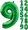 32 Inch Green Number Foil Balloons 0-9 Jungle Safari Theme Soccer Party Decor Kid Boy 1st Birthday Dinosaur Baby Shower Supplies