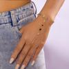 Minimalist Love Heart Imitation Pearl Colorful Rhinestone Finger Bracelet for Women Girls Fashion Simple Link Chain Hand Jewelry