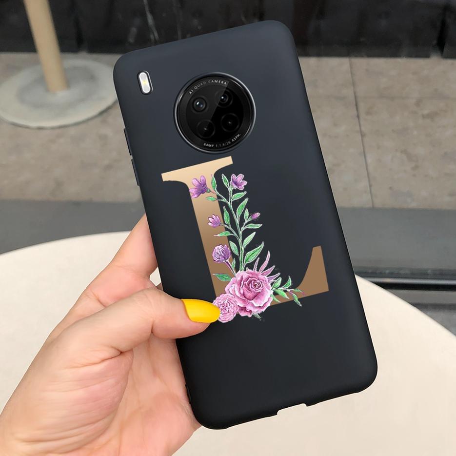 For Huawei Y9a 2020 Case 6.63'' Cute 26 Letters Cover Case For Huawei Y9a Y 9a Soft TPU Fundas HuaweiY9a Shockproof Phone Bumper