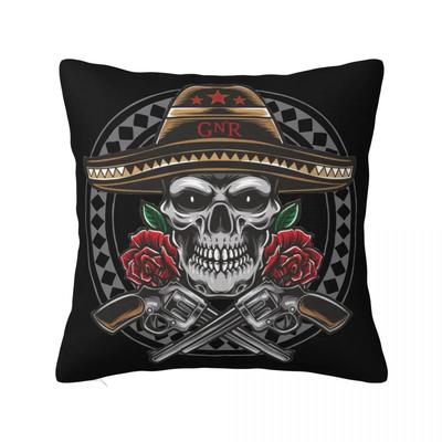 Guns N Roses Meksykańska Poszewka na Poduszkę Czaszka Poliestrowa Poszewka na Poduszkę Dekoracje Pokrowiec na Poduszkę Throw Pillow Heavy Metal Zamykana na Zamek X