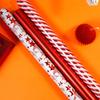 17" X 120" Xmas Wrapping Paper Roll Red White Metallic Color Stars Stripe Gifts Pattern for Merry Christmas Birthday Party