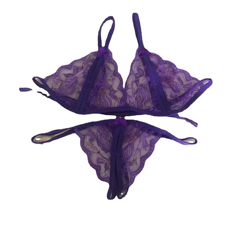 Sexy panties three-point lace open panties seduction perspective bikini lingerie women