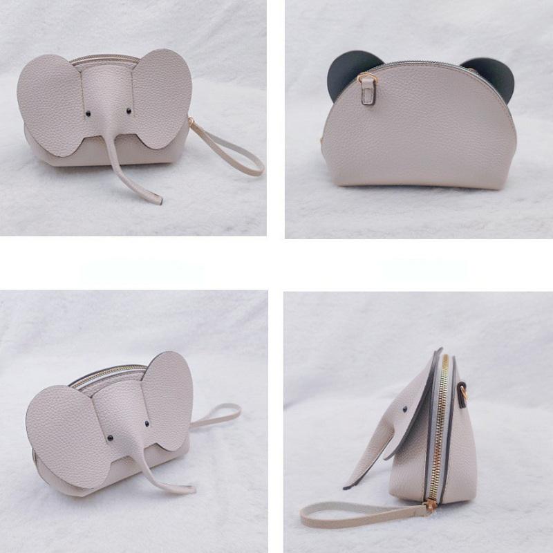 Korean  Solid Color Pu Leather Phone Purses Mini Elephant Crossbody Bags Ladies Lovely Casual Bags For Women