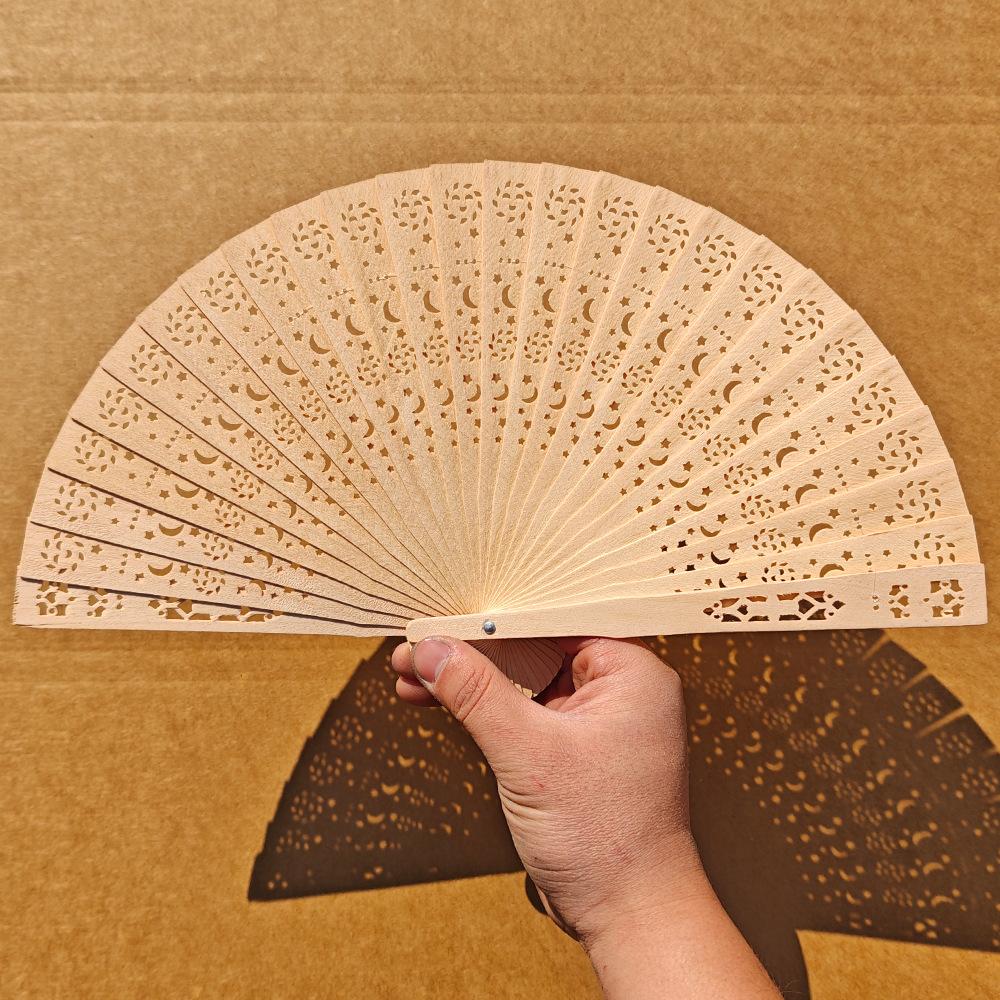 1pcs New Carved Chinese Style Wooden Folding Fan Wedding Decoration Party Sandalwood Home Supplies Hand Fan