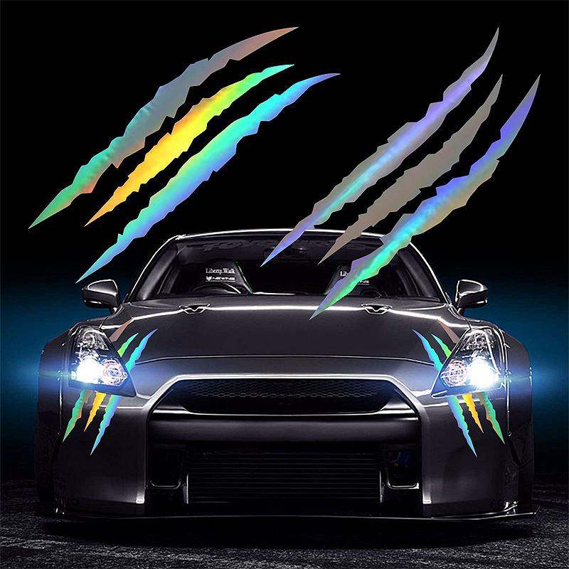 Ghost Claw Car Stickers Car Hood Vinyl Sticker Creative Modification Reflective Stickers Devil Paw Scratches Car Decoration