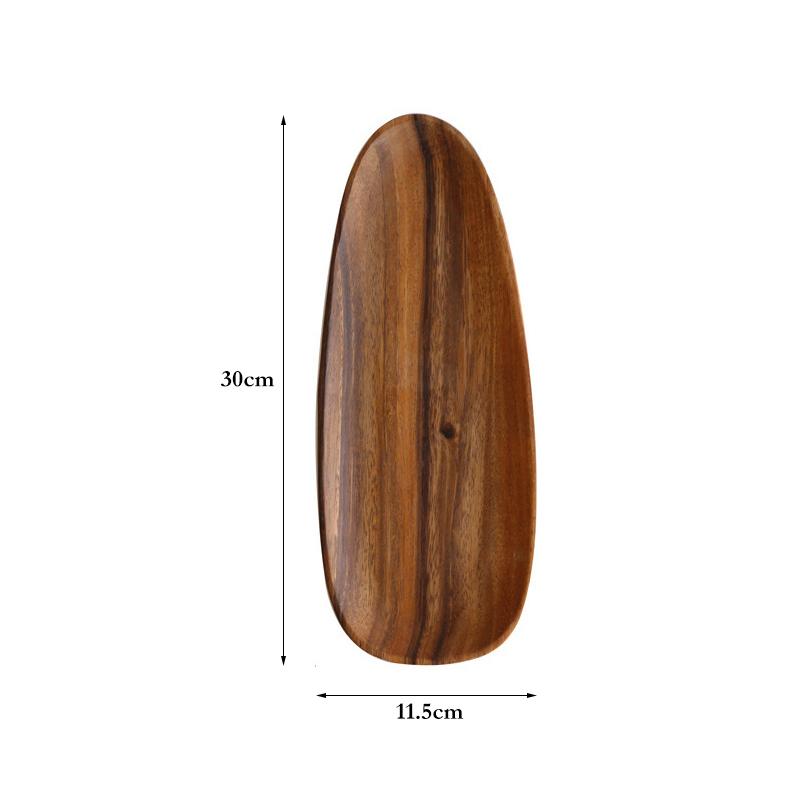 Wooden Plate Serving Tray Fruit Dessert Snack Plate Breakfast Coffee Tea Tray Acacia Wood Food Plate Dishes Kitchen Tableware