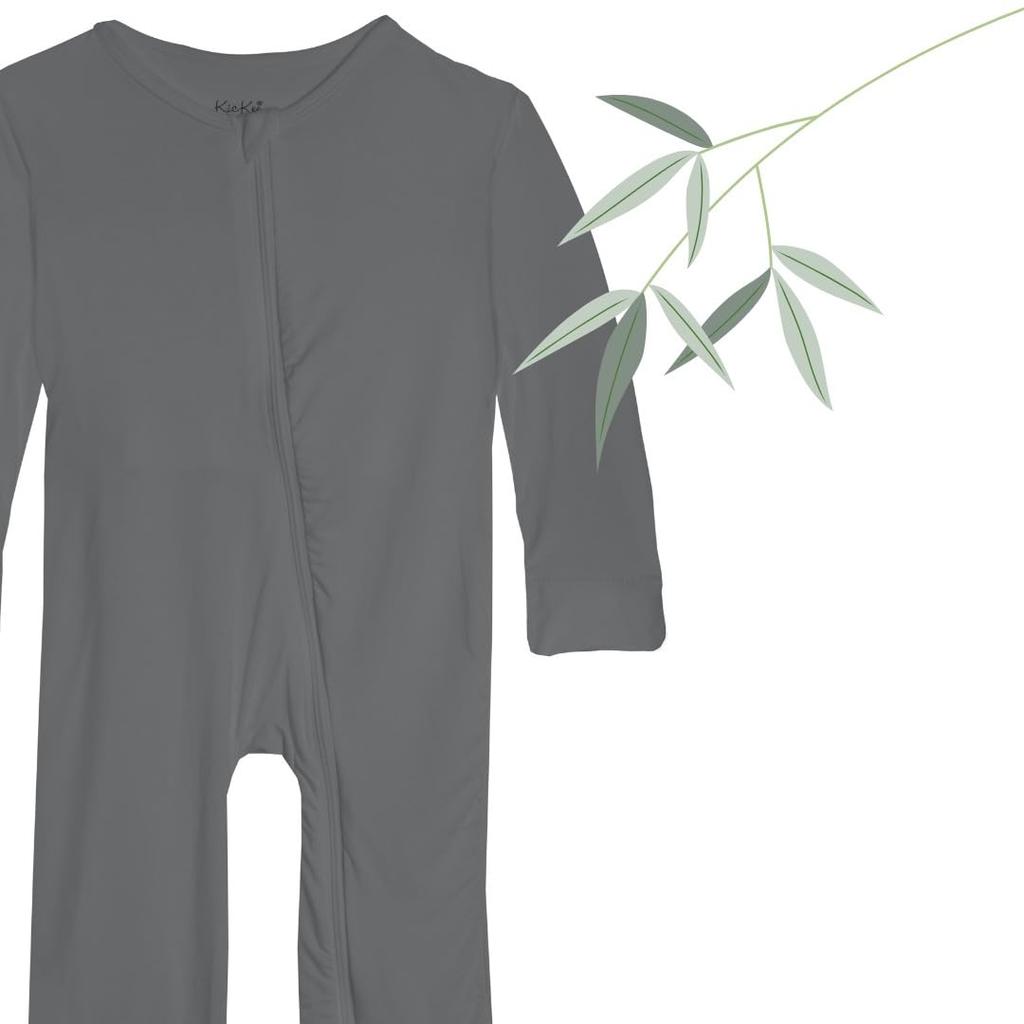KICKEE Coverall Solid Long Front Opening Size Romper, Color, 2-Way Zipper, Sleeves, Newborn, Baby, Kids, Loungewear, Sleepwear, (Stone, 80)