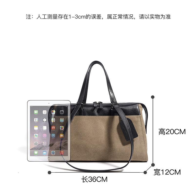 Large capacity oblique span women's bag new canvas and cowhide niche underarm shoulder bag fashionable versatile commuter handbag