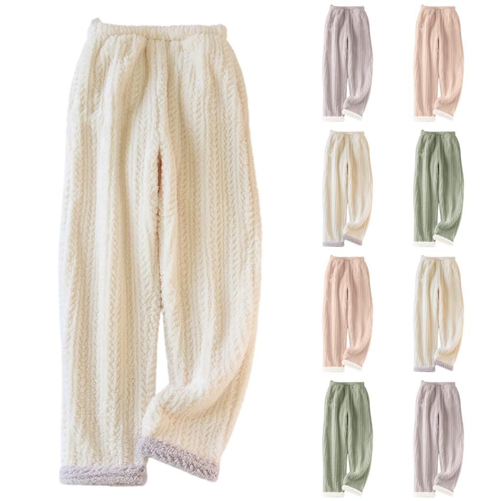 Women's Fashion Fleece Line Thickened Long Pajama Pants