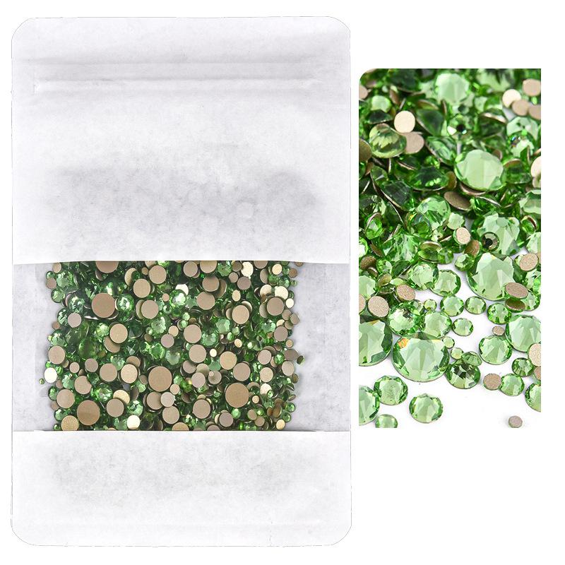 Mixed Size Manicure Gold Bottom Flat Bottom Drill, Glass Eight Large And Eight Small Nail Drill, Jewelry Mixed Size Super Flash Rhinestone