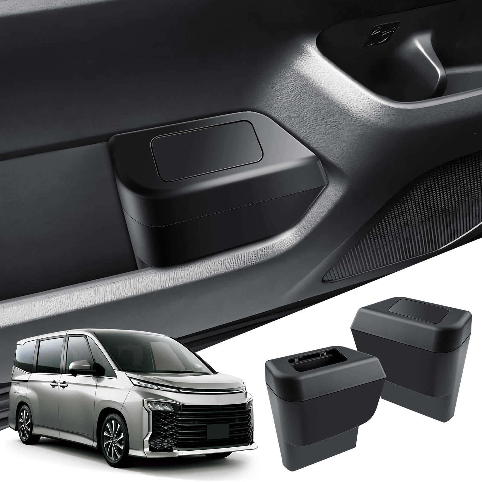 

Мусорные ведра ECOZEN для Toyota Noah 90 серии и Voxy 90, хранение и аксессуар для автомобиля, подходят в щель, ABS, совместимы с Noah и Voxy 4-го поколения, набор из 2 штук чёрный