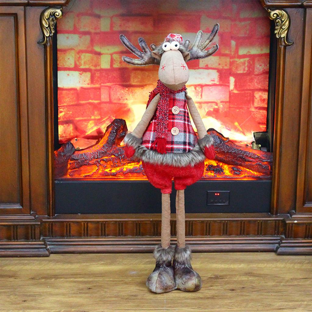Christmas Ornaments Xmas Long Stretchable Leg Reindeer Plush for Doll Gifts