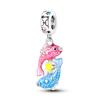 Copper Pink Series Charms Pendant Lovely Dangle Pink Perfume Bottle Charm Beads Fit Original Bracelet Necklace Jewelry