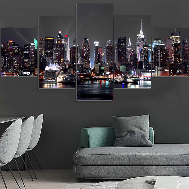 5 Panels New York City Scenery Canvas Painting Landscape Posters and Prints Wall Pictures for Living Room Home Decor No Frame