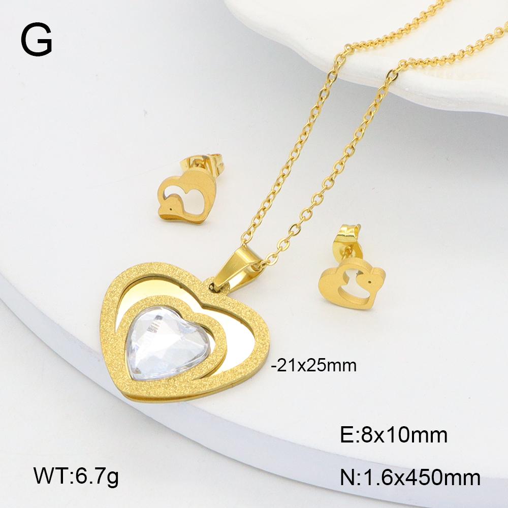 Stainless Steel Gold Flower Set Women 4pcs Necklace Earrings Bracelet Ring Cubic Zirconia Luxury Wedding Party Anniversary Gift