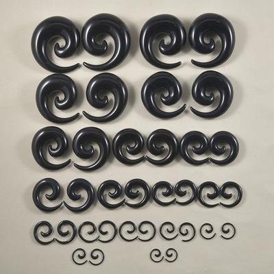 1 Pereche Acril Negru Expander Spiral pentru Ureche Dopuri de Ureche Spirală Stretcher pentru Piercing în Ureche Bijuterii Corporale 1.2mm-24mm Bijuterii Piercing