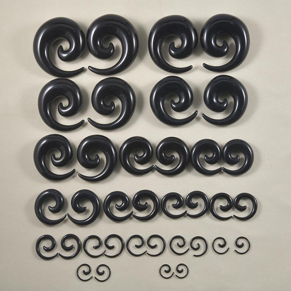 1 Coppia Espansore a Spirale per Orecchio in Acrilico Nero Tappi per Orecchie Stretcher per Piercing all'Orecchio a Spirale Gioielli per il Corpo 1.2mm-24mm Gioielli per Piercing