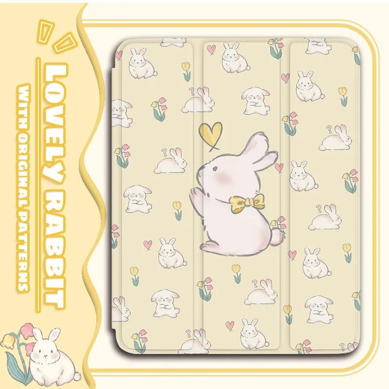 With Pencil Holder Cover for Samsung Tab S7 S8 S9 11 Plus S10 S9 12.4 Inch Pencil Case for Tab A9 8.7" Plus 11" Cartoon Bunny