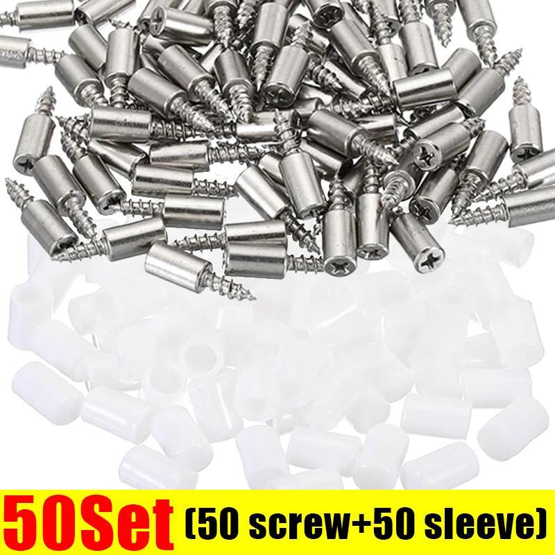 Stainless Steel Cross Self-tapping Screw with Rubber Sleeve Laminate Support Wardrobe Cabinet Glass Hard Nonslip Partition Nails