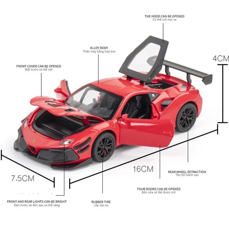 1:32 Ferrari 488 Sports Car Model Metal Diecast Alloy Toys Cars Models Boys Christmas Fashion Ornament Collection Gift