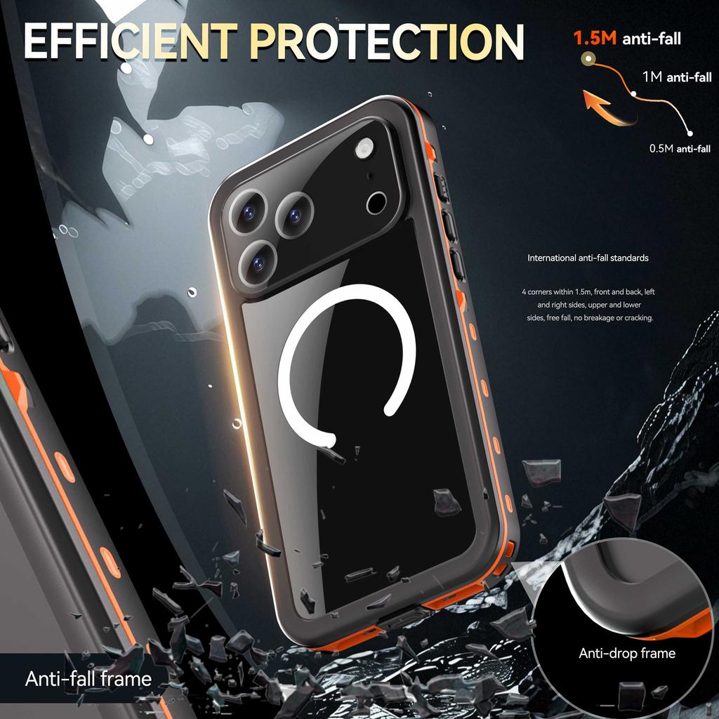 REDPEPPER Dot+ Series For iPhone 17 Pro Max Cellphone Case Compatible with MagSafe IP68 Waterproof Clear Back Phone Cover
