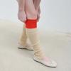 EMBROIDERY STIRRUP LEG WARMER - BEIGE