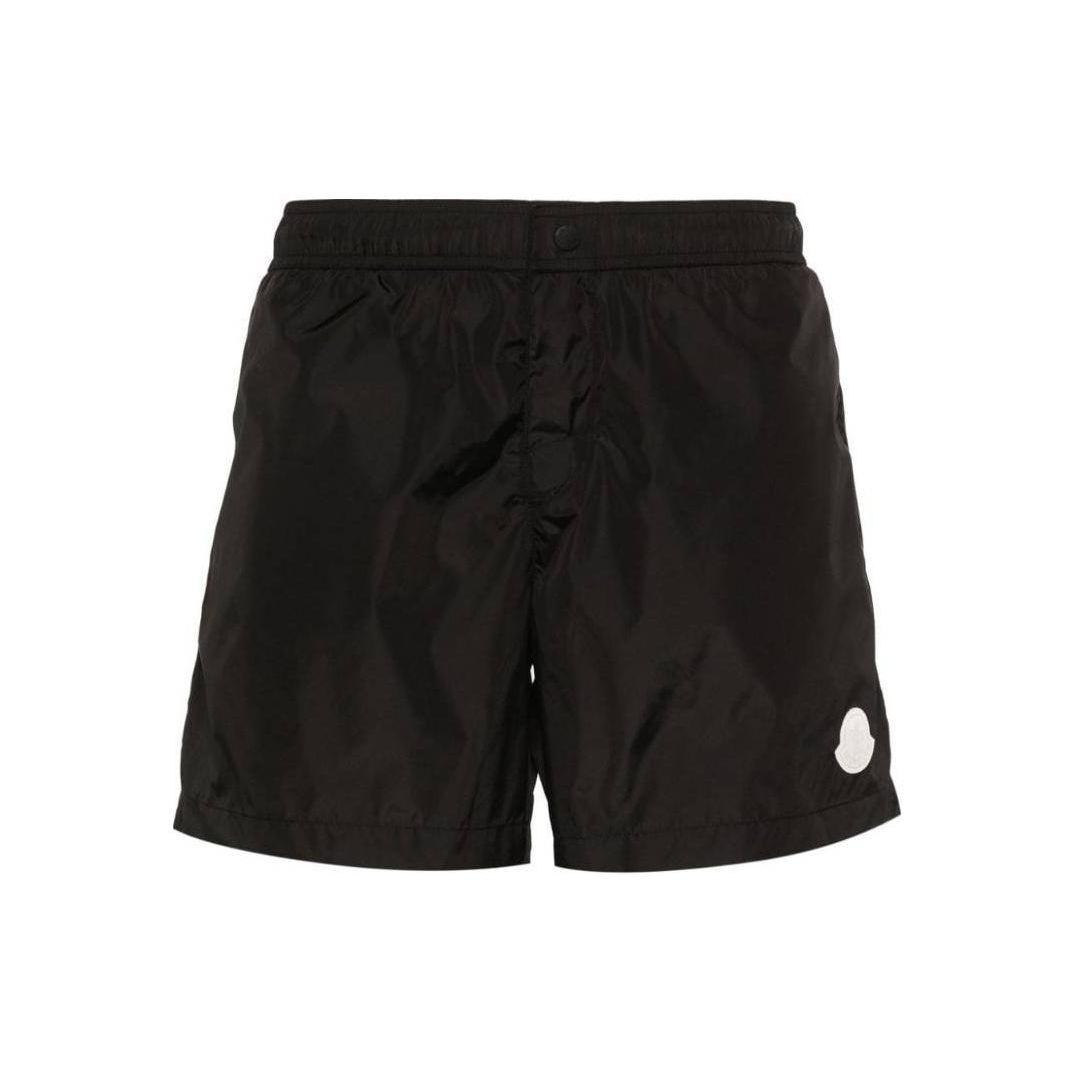 Moncler Zwembroek Effen Kleur Elastisch Logo Lage Taille Casual Korte Broek Heren shorts Zwart J10912C0001953326998 S