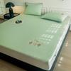 A-Class High-End Embroidered Summer Mat Set: Ice-Cool, Modern Minimalist, Solid Color, Fitted Sheet Style.