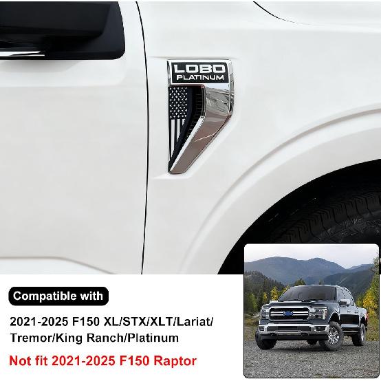Black American Flag Decor Emblem Decal Compatible with -2025 Ford F150 Accessories Fit F150 Exterior Patch Decor Enhances Truck's Style (Not for