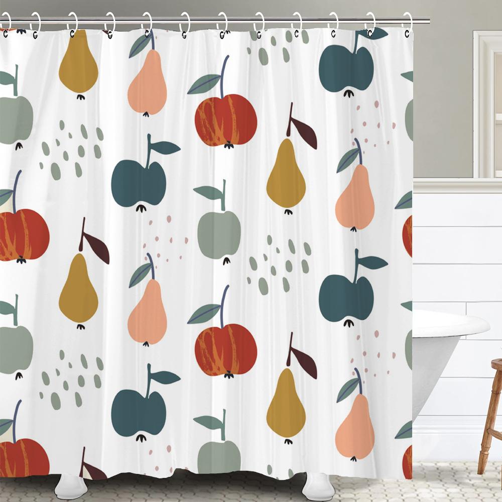 Modern Frischfrucht Zitrone Duschvorhang Wasserdichter Stoff Duschvorhang mit 12 Haken Badewannenvorhang für Badezimmer Heimdekoration
