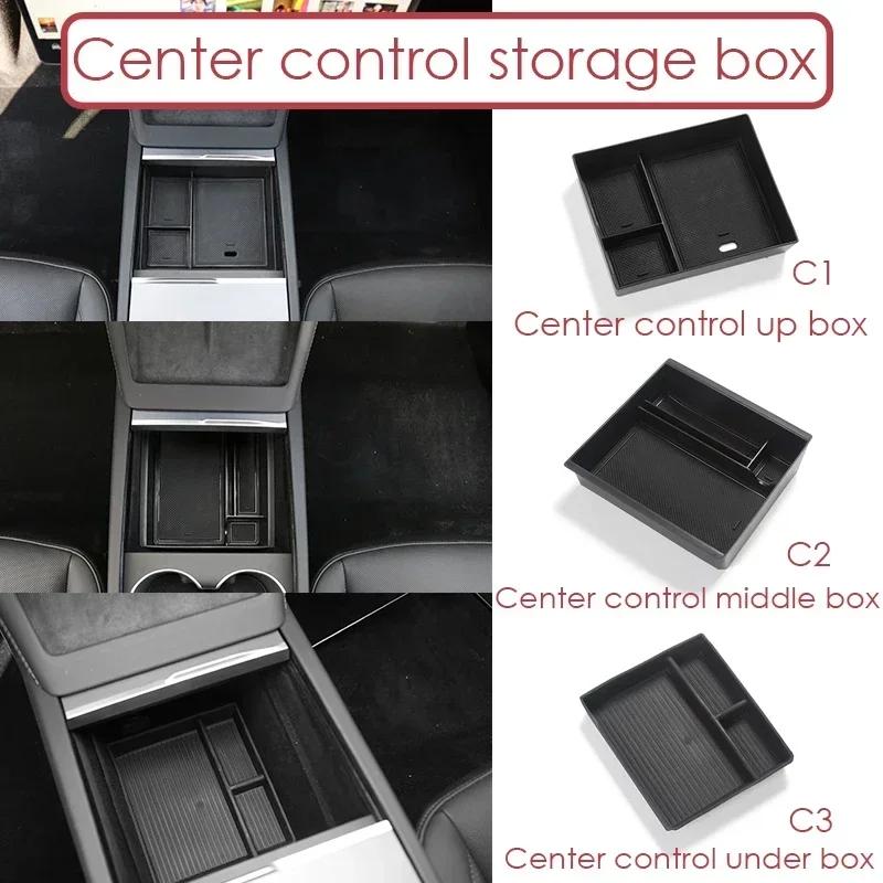 For Tesla Model 3 Highland 2024 Storage Box Model3 2025 Center Console Armrest Storage Box Cup Mats Stowing Tidying Accessories