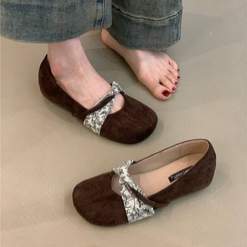 Niche design retro flat-bottomed ballet dance shoes soft-soled flat-heeled shallow mouth word with slippers round head