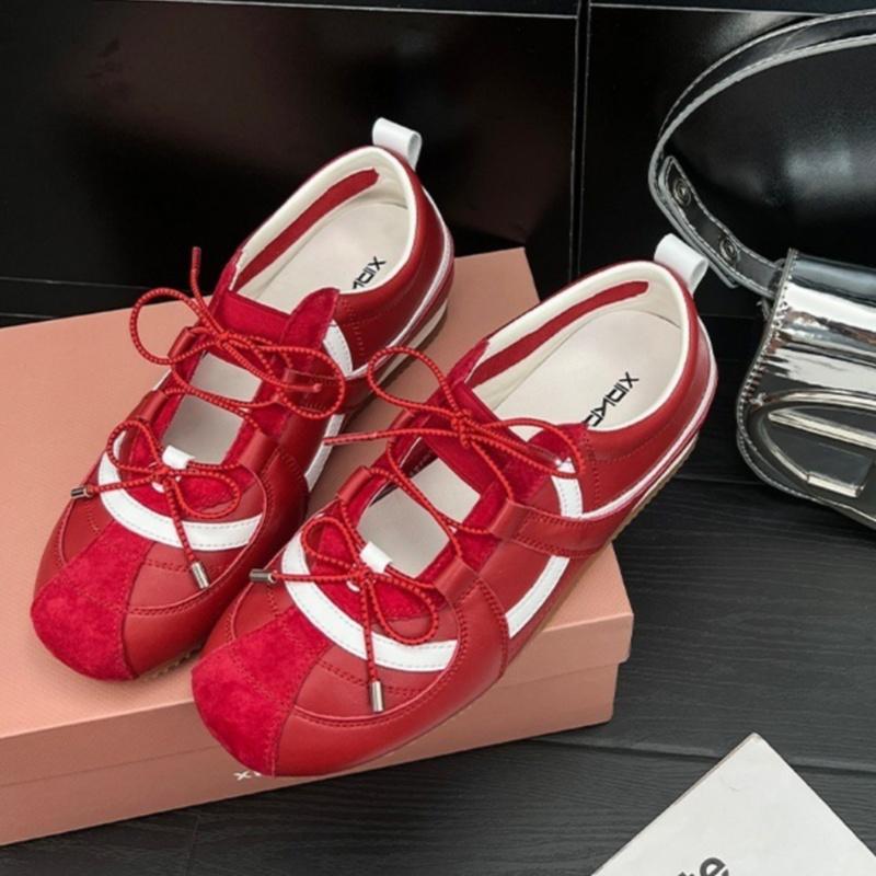 

Fashion Korean New Style Fashion Casual Women Sneakers 2025 Summer Soft Bottom Anti-slippery Flats Versatile Bowtie Cool Sports Shoes 35 красный