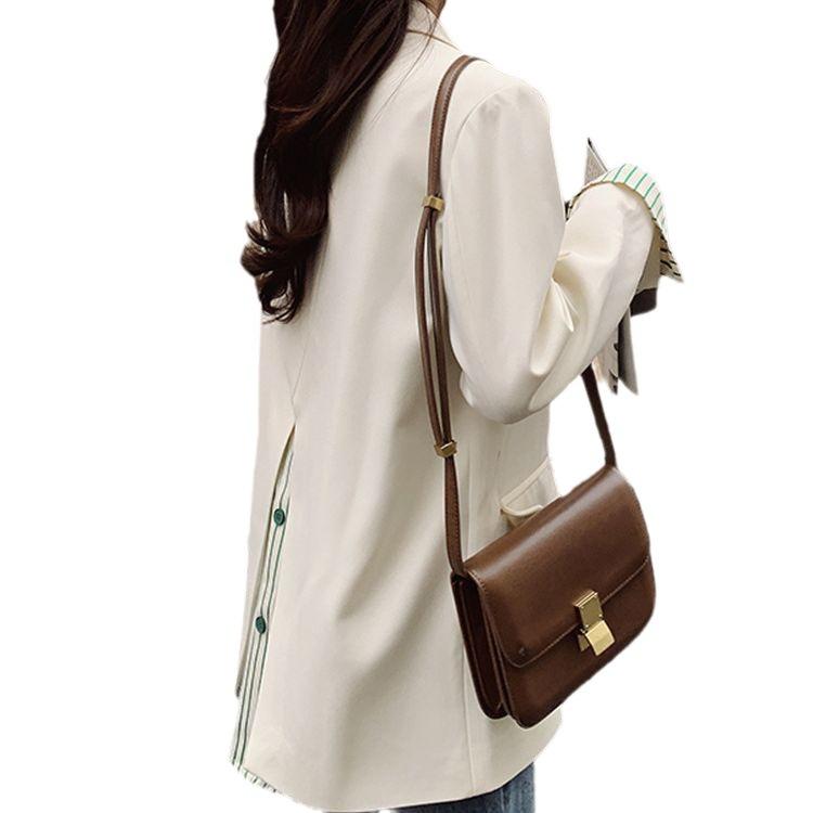 New Design Small Casual Suit Black Back Slit Stitching Striped Small Suit Jacket for Women