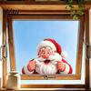 Easy Apply Window Clings Peeking Santa Claus Static Cling, 3D Effect Christmas Ornaments Sticker, Reusable Glass Decal for Home Holiday Decor