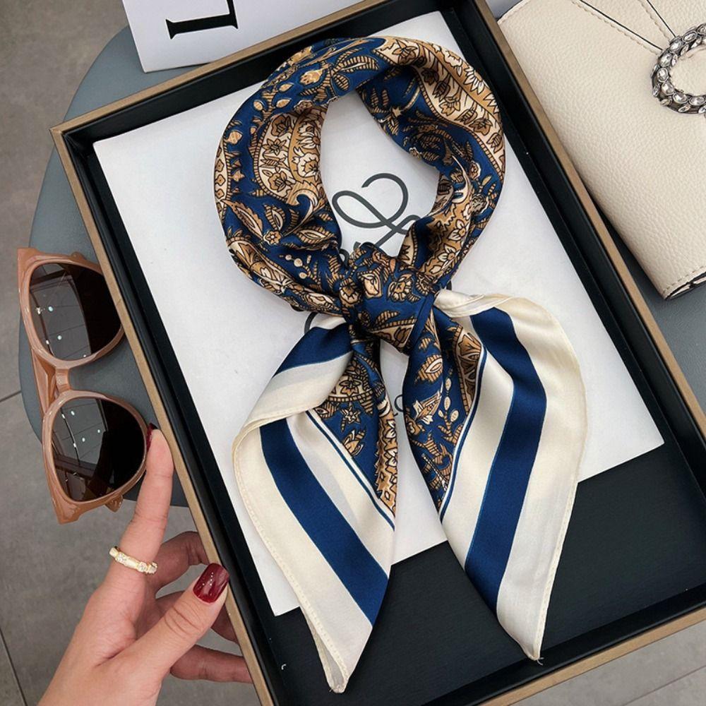 Lightweight Designer Silk Scarf 70x70cm Purse Scarf Fashionable Headscarf  For Daily and Travel Use