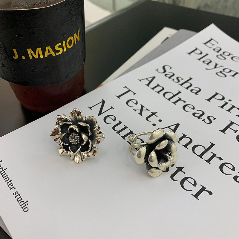 European and American Women's Hip-Hop Korean Style Internet-Famous Index Finger Ring Big Petal