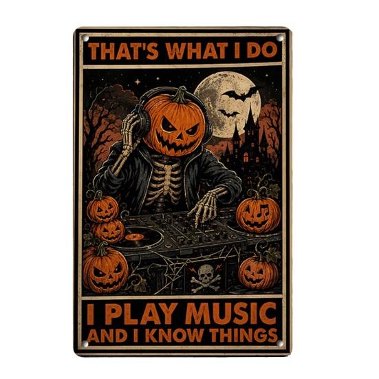 Wandkunst für drinnen und draußen Retro Halloween Schild, Kürbis Geist Badezimmer Metall Langlebiges Hängeschild Hexe Katze Festival für Bar Zuhause Raum Dekor