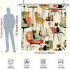 Elegant Retro Cats And Geometric Shapes Waterproof Shower Curtain – Perfect For Adding A Fun And Vintage Touch To Your Bathroo