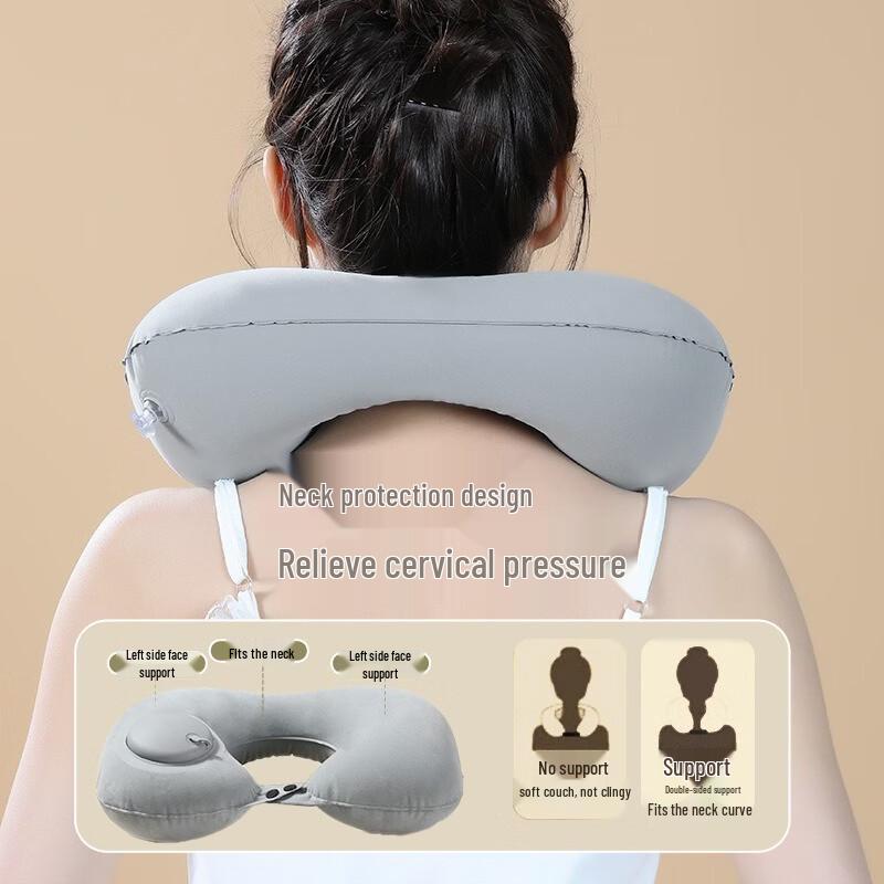 Press-Inflate U-shaped Travel Neck Pillow